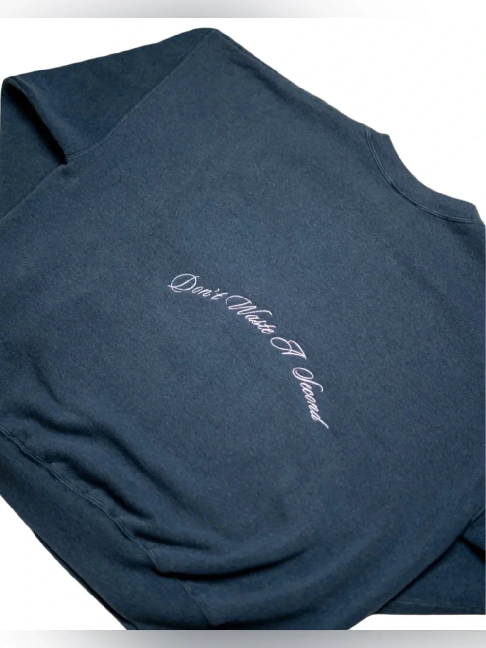 Vintage 90s Crewneck Steel Blue Hanes Sunfaded Boxy Fit Surrealism Graphic